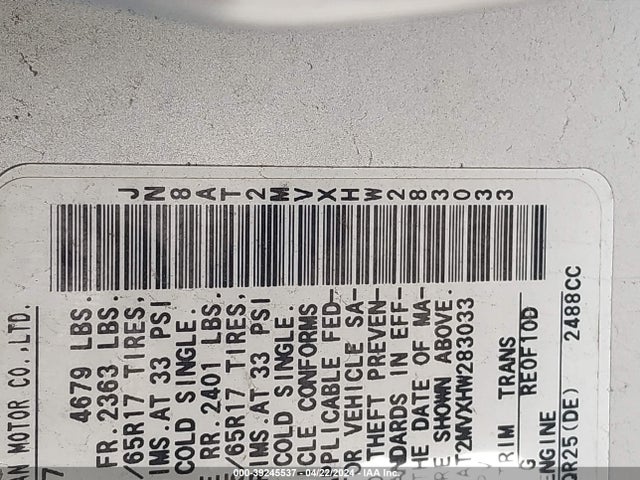 Nissan ROGUE SV 2017 JN8AT2MVXHW283033 Image 9