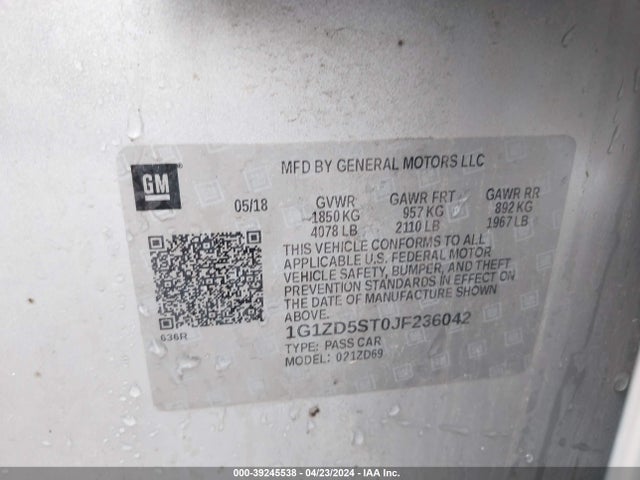 Chevrolet MALIBU LT 2018 1G1ZD5ST0JF236042 Image 9