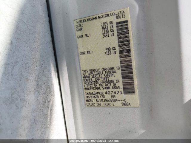 1N4AA6APXGC407421 Nissan Maxima 3.5 Sl