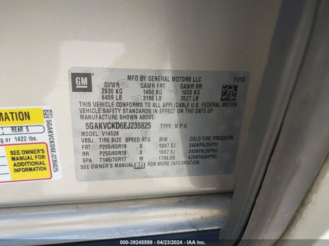 5GAKVCKD6EJ235825 Buick Enclave Premium