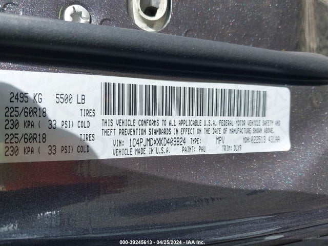 1C4PJMDXXKD409824 Jeep Cherokee Limited 4x4