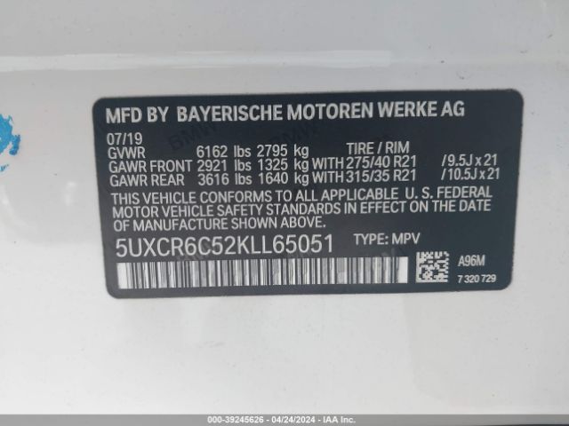 5UXCR6C52KLL65051 BMW X5 Xdrive40i