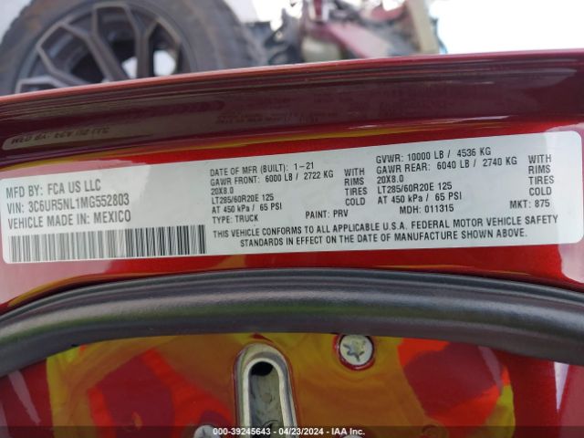 3C6UR5NL1MG552803 RAM 2500 Laramie Mega Cab 4x4 6'4 Box