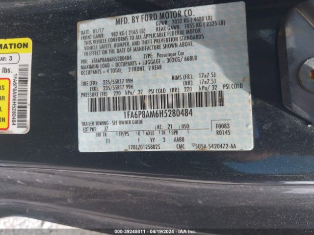 1FA6P8AM6H5280484 Ford Mustang V6