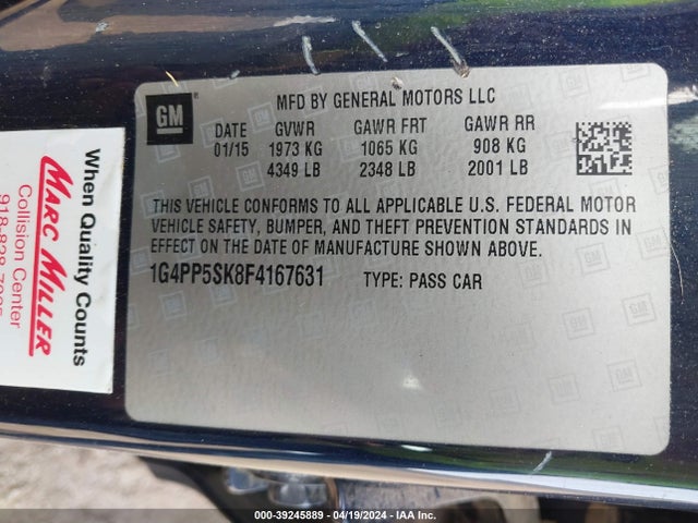 Buick Verano 2015 1G4PP5SK8F4167631 Image 9