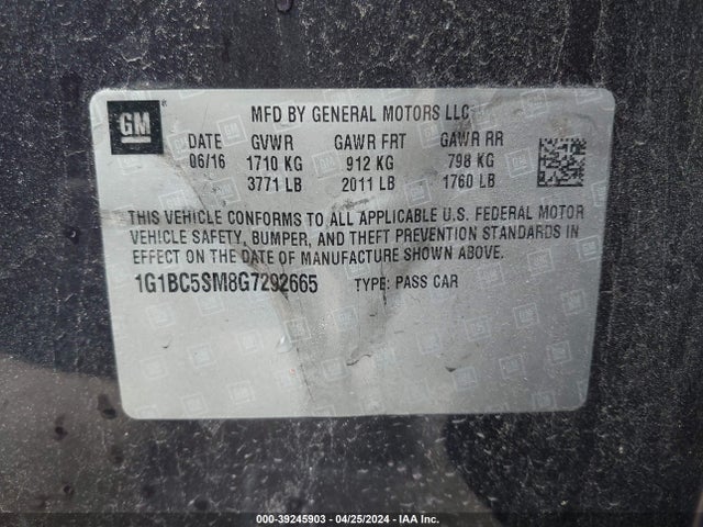 Chevrolet Cruze Ls Auto 2016 1G1BC5SM8G7292665 Image 9