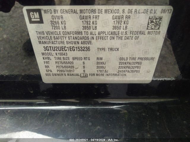 3GTU2UEC1EG153236 GMC Sierra 1500 Sle