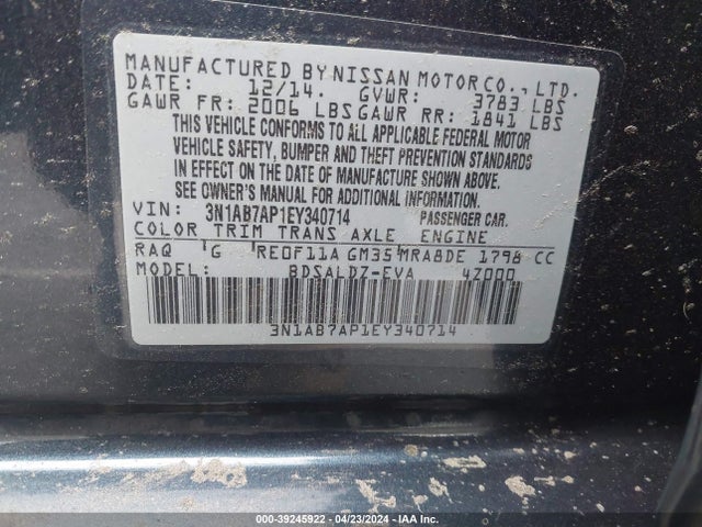 Nissan SENTRA SV 2014 3N1AB7AP1EY340714 Image 9