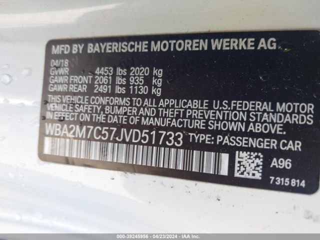WBA2M7C57JVD51733 BMW 230I