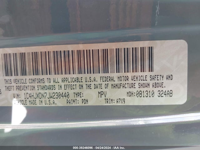1C4HJXDN7JW230440 Jeep Wrangler Unlimited Sport 4x4