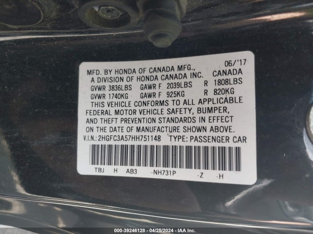 Honda CIVIC SI 2017 2HGFC3A57HH751148 Image 9