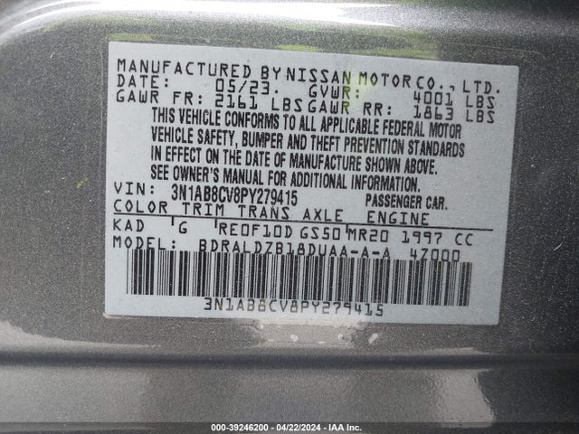 Nissan Sentra Sv Xtronic Cvt 2023 3N1AB8CV8PY279415 Image 9
