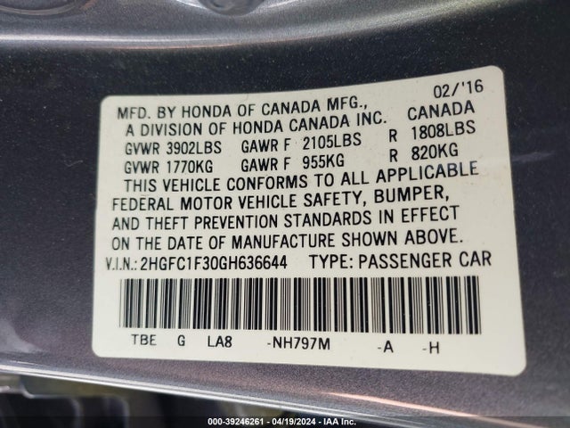 Honda Civic Ex-t 2016 2HGFC1F30GH636644 Image 9
