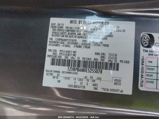 1ZVBP8AM0E5255078 Ford Mustang V6