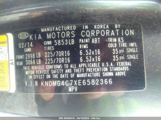 KIA SEDONA LX 2014 KNDMG4C7XE6582366 Image 9