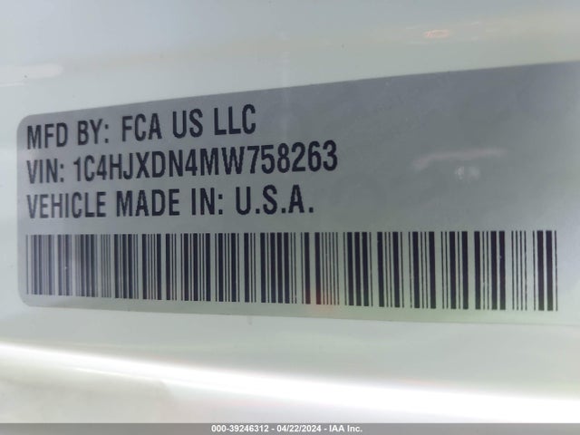 1C4HJXDN4MW758263 Jeep Wrangler Unlimited Sport S 4x4