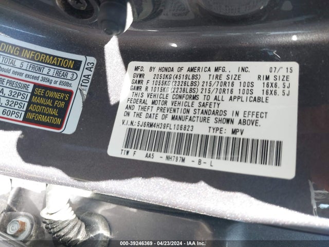 Honda CR-V LX 2015 5J6RM4H39FL106823 Image 9