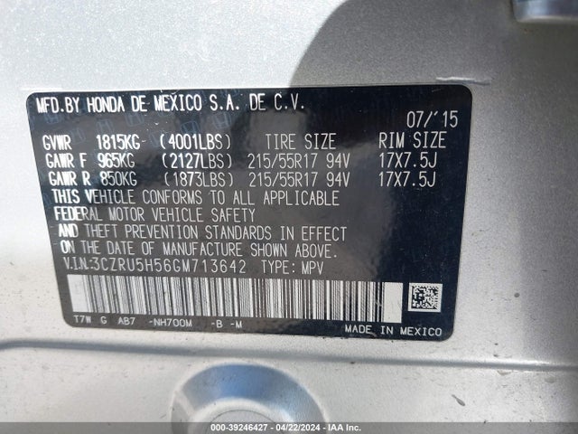 Honda HR-V EX 2016 3CZRU5H56GM713642 Image 9