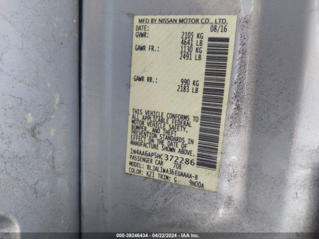 1N4AA6AP5HC372286 Nissan Maxima 3.5 Sr