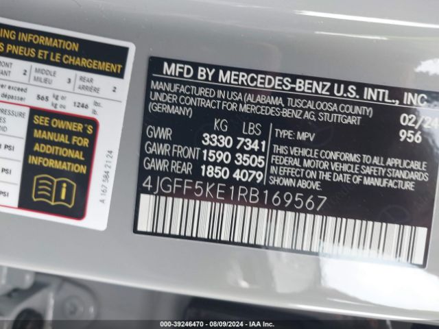 4JGFF5KE1RB169567 Mercedes-Benz Gls 450 4matic