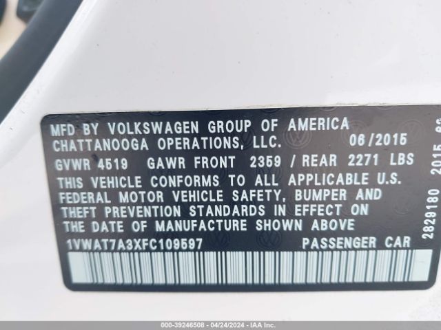 1VWAT7A3XFC109597 Volkswagen Passat 1.8t Limited Edition