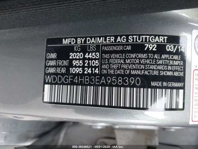 WDDGF4HB3EA958390 Mercedes-Benz C 250 Luxury/sport
