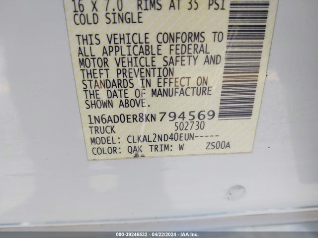 Nissan Frontier Sv 2019 1N6AD0ER8KN794569 Image 9