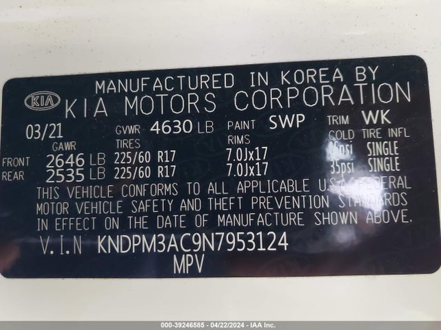 KIA Sportage Lx 2022 KNDPM3AC9N7953124 Image 9