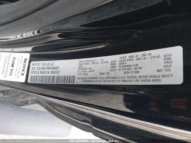 RAM 1500 Classic Express Regular Cab 4x2 6'4 Box 2021 3C6JR6AT0MG694221 Image 9