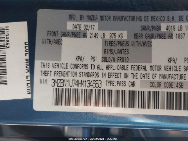 3MZBN1U74HM134653 Mazda Mazda3 Sport