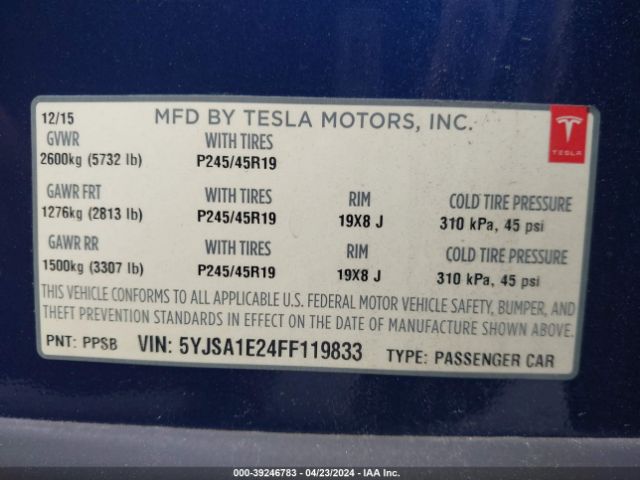 5YJSA1E24FF119833 Tesla Model S 70d/85d/p85d