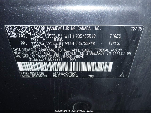 Toyota Rav4 Limited 2017 2T3DFREV4HW579834 Image 9