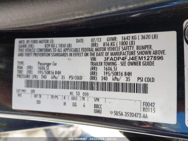 3FADP4FJ4EM127896 Ford Fiesta Titanium