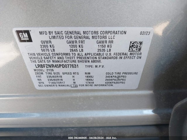 LRBFZNR45PD077631 Buick Envision Essence Fwd
