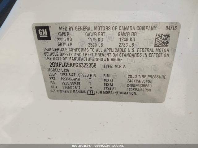 Chevrolet Equinox Ltz 2016 2GNFLGEK0G6322358 Image 9
