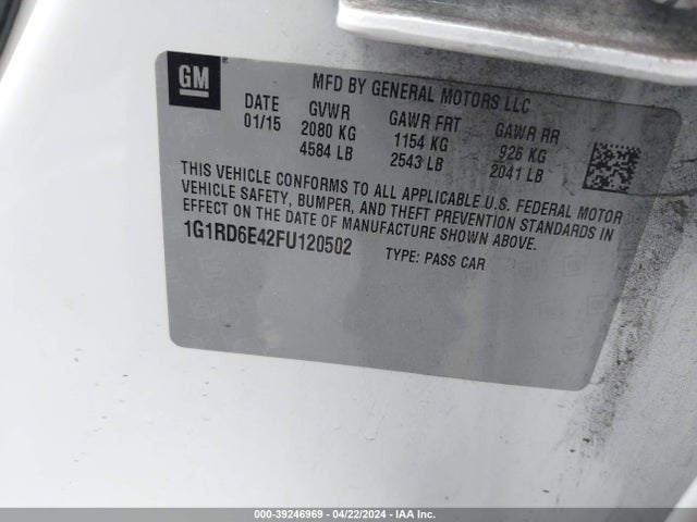 Chevrolet Volt 2015 1G1RD6E42FU120502 Image 9