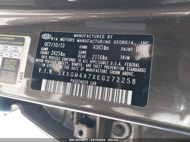 KIA Optima Lx 2014 5XXGM4A7XEG272258 Image 9