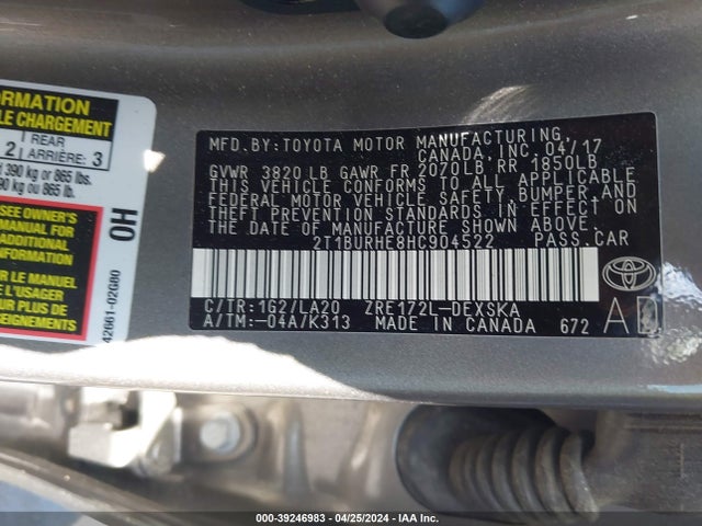 Toyota Corolla Xse 2017 2T1BURHE8HC904522 Image 9