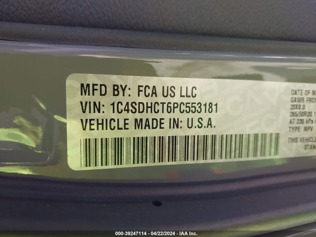 Dodge Durango R/t Plus Rwd 2023 1C4SDHCT6PC553181 Image 9