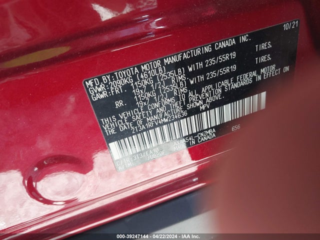 Toyota Rav4 Xle Premium 2021 2T3A1RFV4MW234636 Image 9