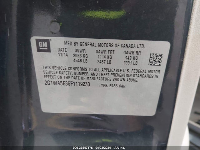Chevrolet Impala Limited Ls 2015 2G1WA5E36F1119233 Image 9