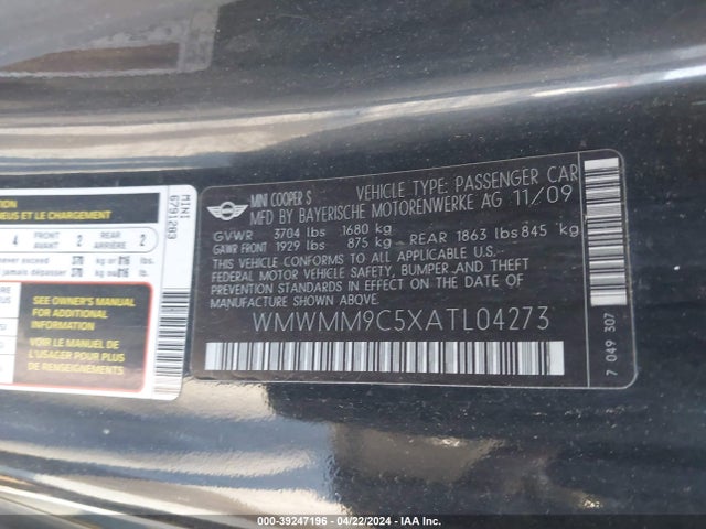 2010 MINI JOHN COOPER WORKS CLUBMAN WMWMM9C5XATL04273 Photo 8