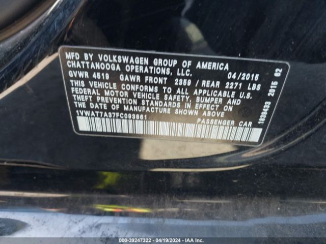 1VWAT7A37FC093861 Volkswagen Passat 1.8t Limited Edition