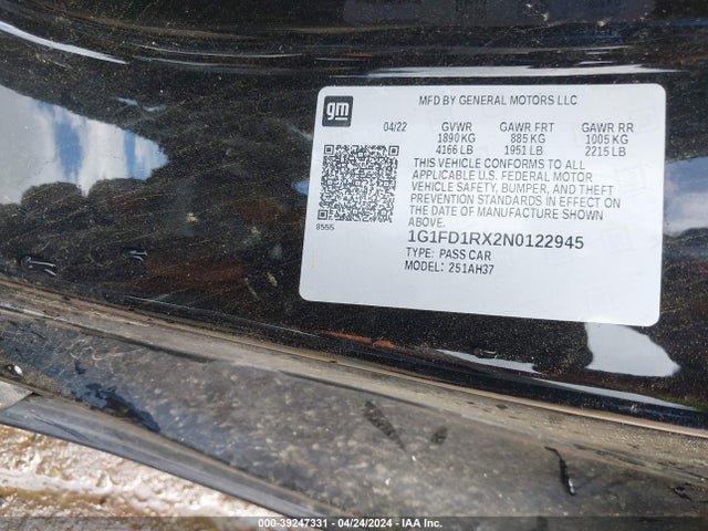 Chevrolet Camaro Rwd  3lt 2022 1G1FD1RX2N0122945 Image 9