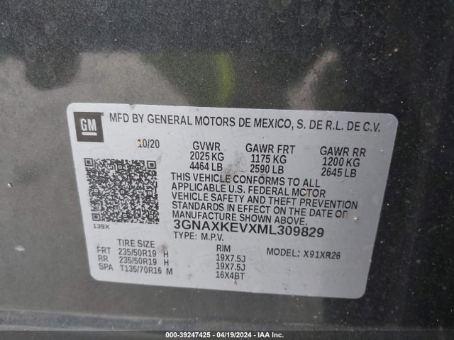Chevrolet Equinox Fwd Lt 2021 3GNAXKEVXML309829 Image 9