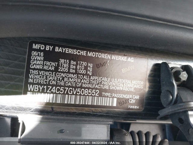 WBY1Z4C57GV508552 BMW I3 Base W/range Extender