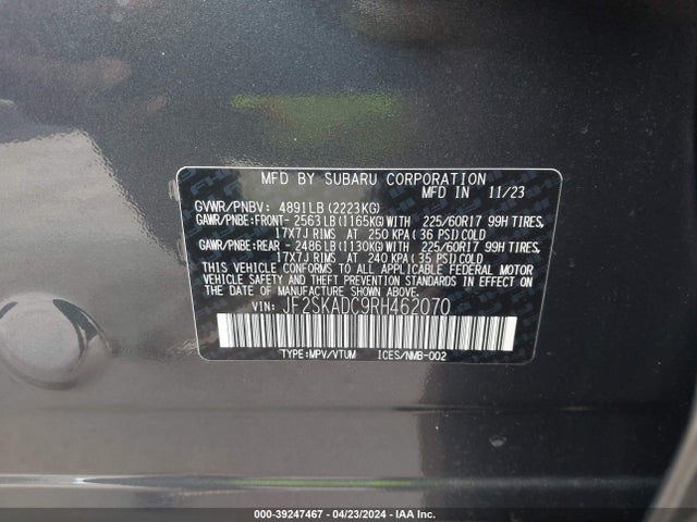 Subaru Forester Premium 2024 JF2SKADC9RH462070 Image 9