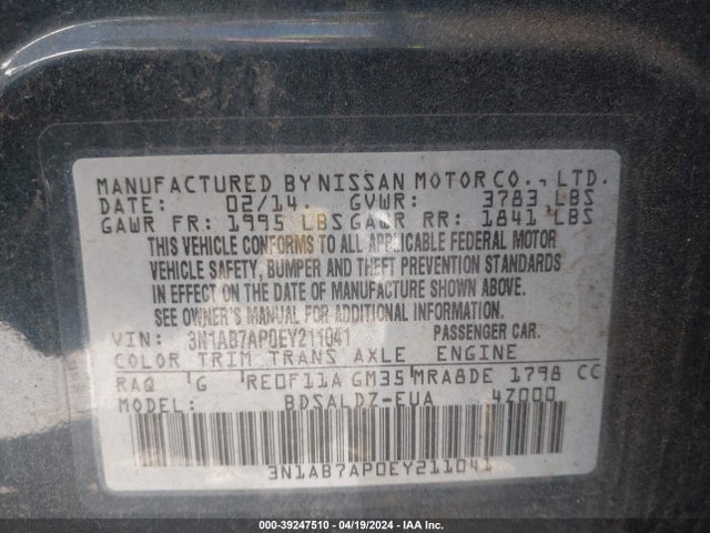Nissan SENTRA SV 2014 3N1AB7AP0EY211041 Image 9