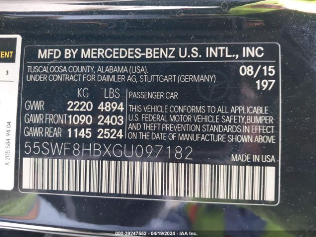55SWF8HBXGU097182 Mercedes-Benz Amg C 63 S