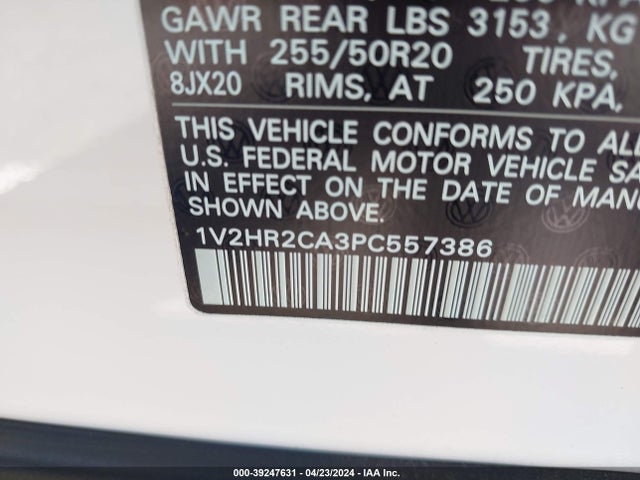 1V2HR2CA3PC557386 Volkswagen Atlas 3.6l V6 Se W/technology